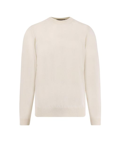 Boss White Wool, Silk And Cashmere Sweater for men