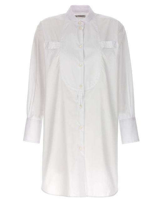 Alberto Biani White Long Plastron Tuxedo Shirt Shirt, Blouse