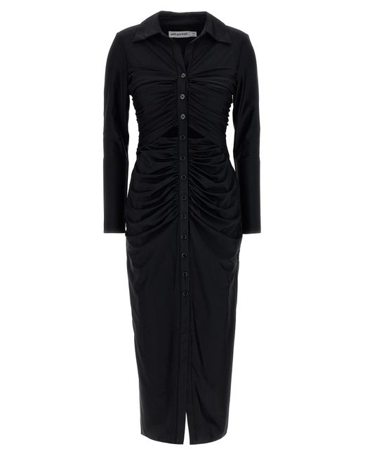 Jersey Cut Out Midi Abiti Nero-Donna di Self-Portrait in Black