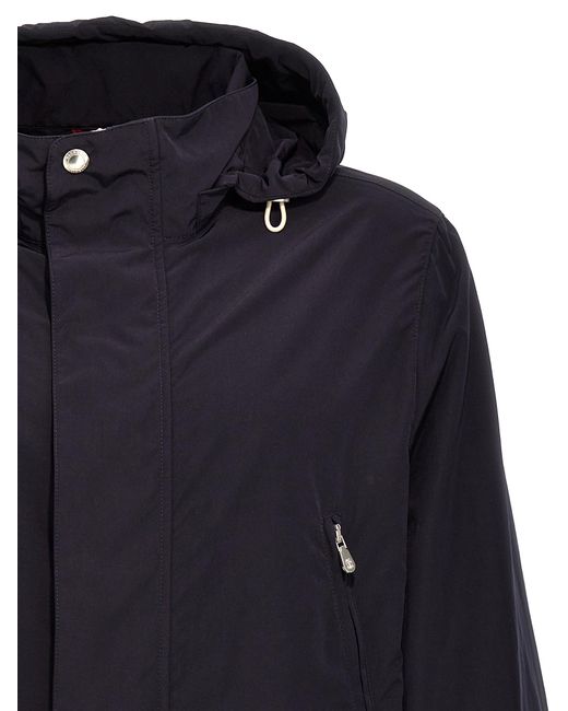 Brunello Cucinelli Blue Water Resistant Hooded Jacket for men