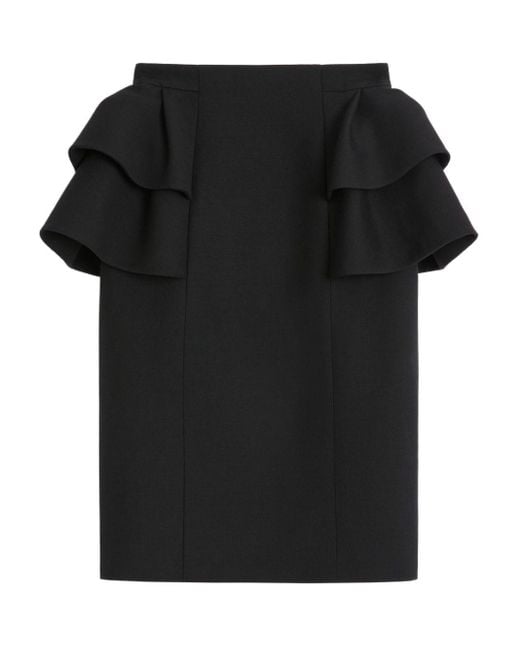 Valentino Black Wool And Silk Midi Skirt