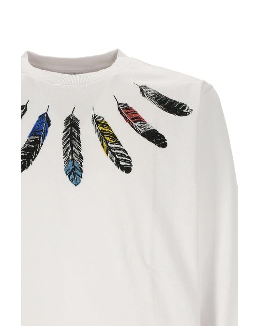 Marcelo Burlon Collar Feathers Long T-shirt in White for Men | Lyst