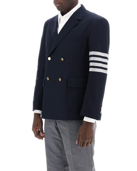 Thom Browne Blue 4 Bar Double Breasted Jacket for men