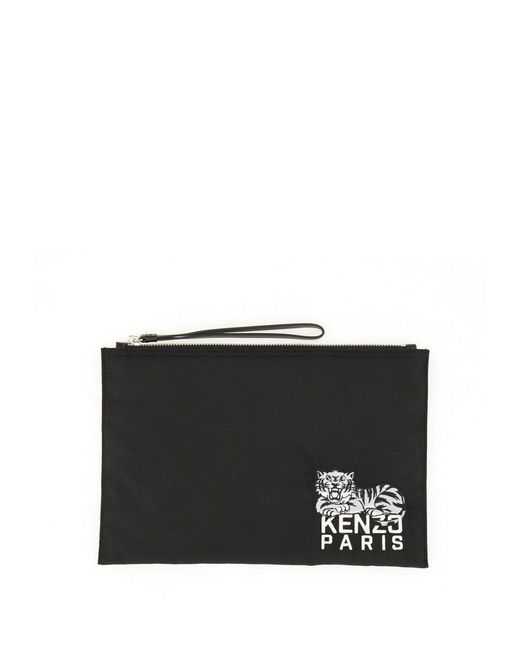Large Happy Tiger" Clutch-Uomo di KENZO in Black da Uomo