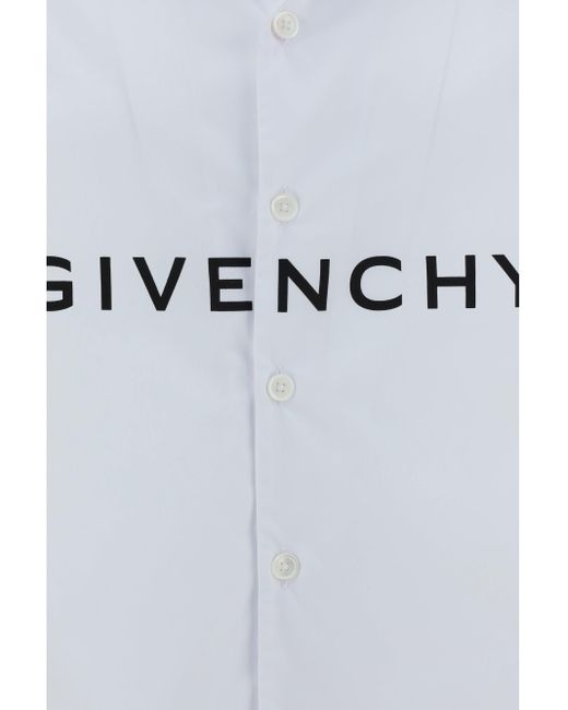 Givenchy White Logo Printed Cotton Shirt for men