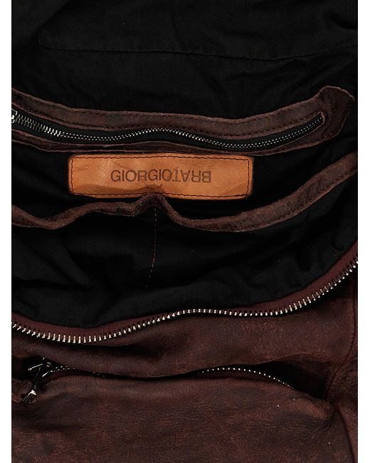 Giorgio Brato Black Leather Backpack Backpacks for men