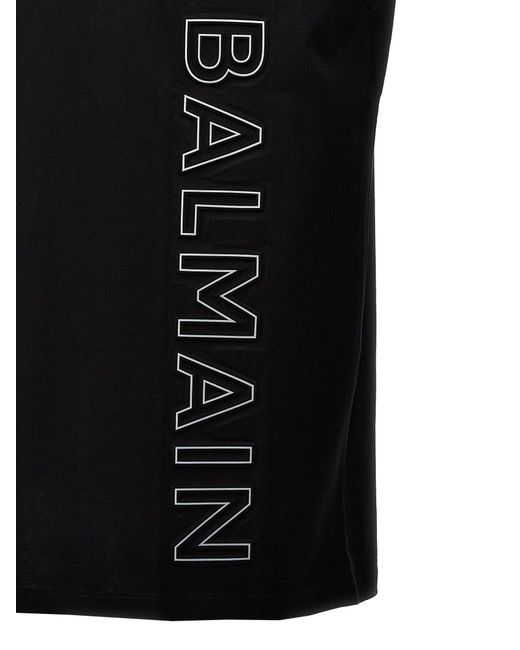 T-shirt con logo goffrato di Balmain in Black da Uomo