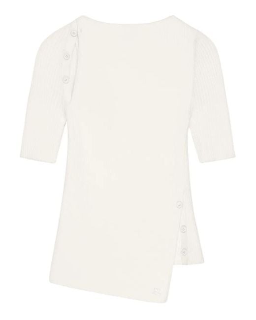 Courreges White Oblique Butonned Top