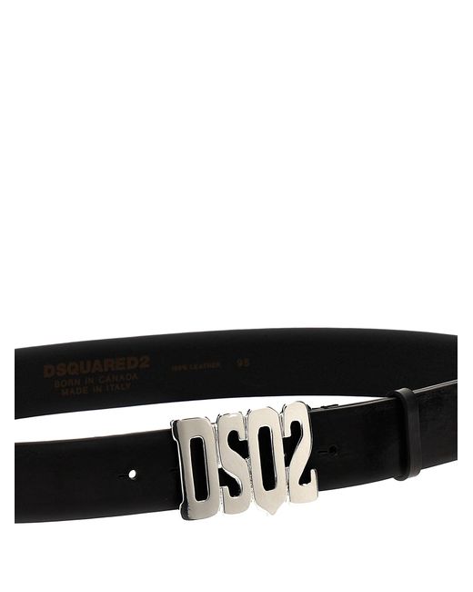 Logo Buckle Leather Belt Cinture Nero di DSquared² in Black da Uomo