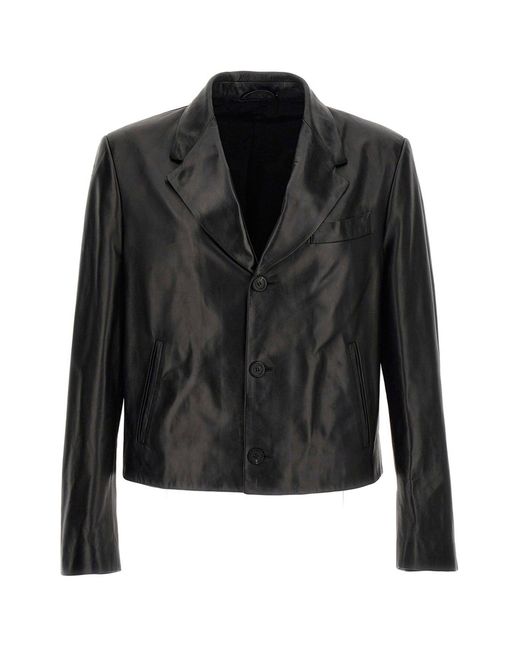 Ferragamo Black Leather Blazer Jacket Jackets for men