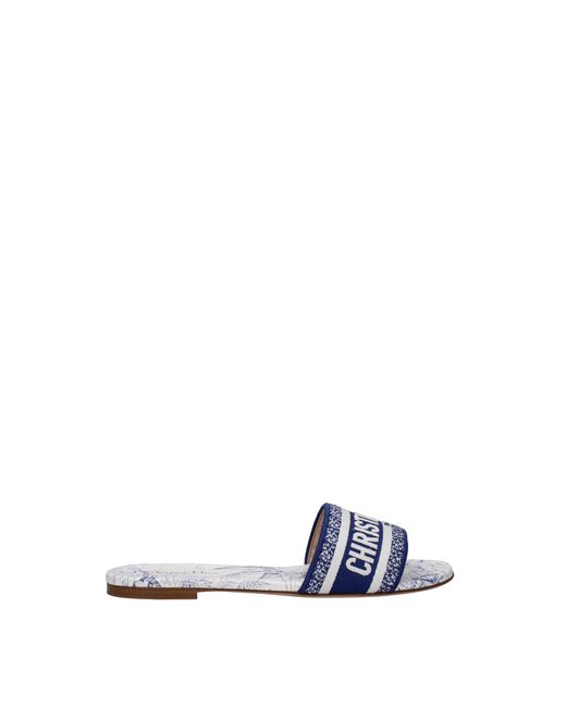 Dior Slippers And Clogs Dway Fabric White Blue