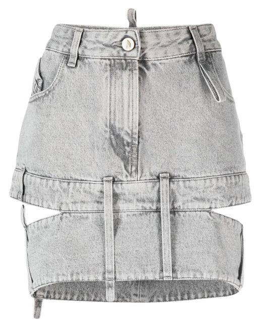 The Attico Gray Cropped Denim Mini Skirt