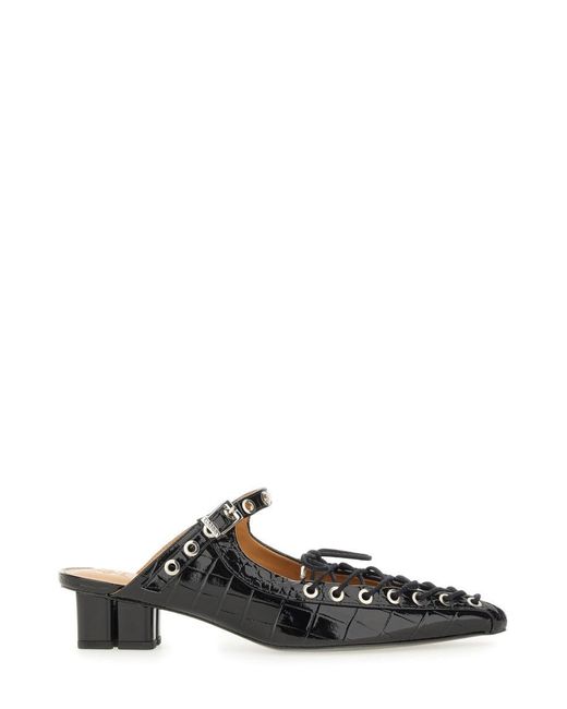 Ganni Black Mule Lace-Up
