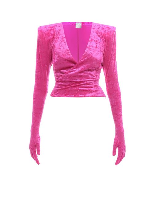 Vetements Pink Chenille Top With Gloves Detail