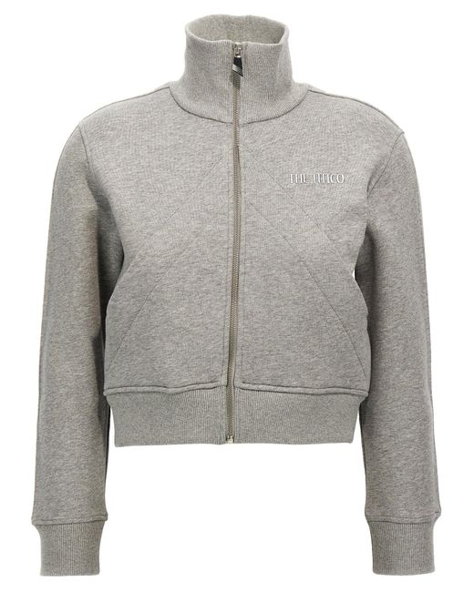 The Attico Gray Cropped Sweatshirt With Embossed Logo