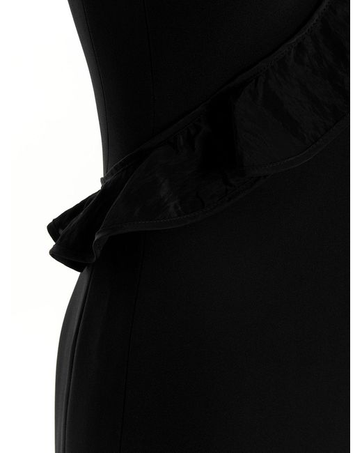David Koma Black 'crossbody & Open Leg Ruffle Detail' Dress
