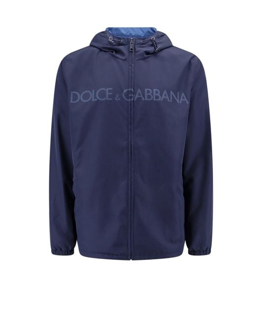 Giubbino reversibile in nylon con logo frontale di Dolce & Gabbana in Blue da Uomo