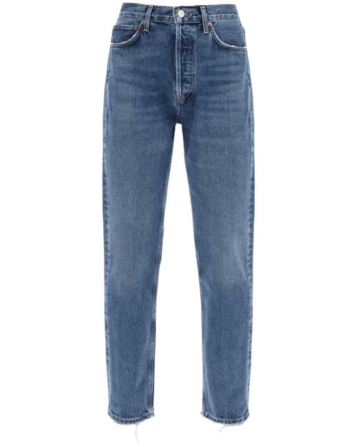 Agolde Blue Straight Leg Jeans From The 90'S With High Waist