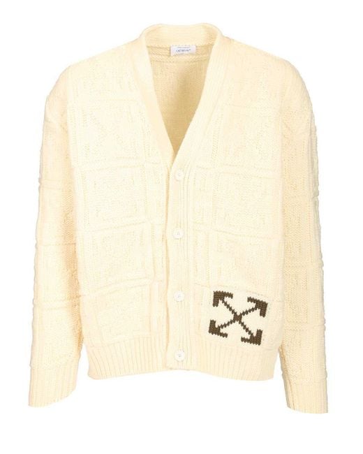 Off-White c/o Virgil Abloh Natural Arrow 3d Wool Cardigan Knitwear Beige for men