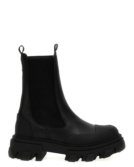 Leather Ankle Boots Stivali E Stivaletti Nero di Ganni in Black