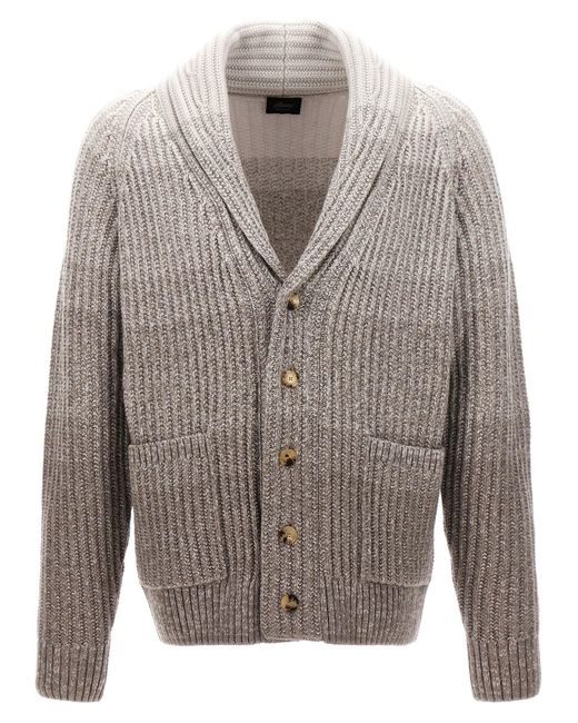 Brioni Gray Degradè Cardigan Sweater for men