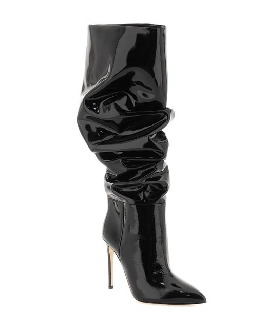 Paris Texas Black Slouchy Patent Leather Stiletto Boots