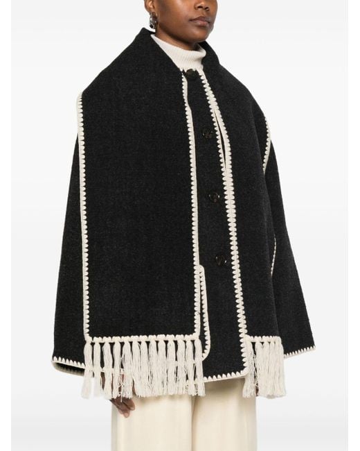 Totême  Blue Embroidered Scarf Wool Jacket