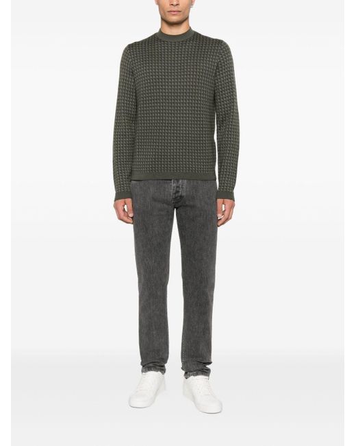 Emporio Armani Green Wool Crewnekc Jumper for men