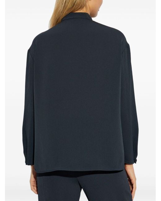 Emporio Armani Blue Shirt With Side Slits