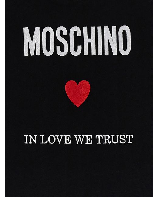 In Love We Trust T Shirt Nero di Moschino in Black