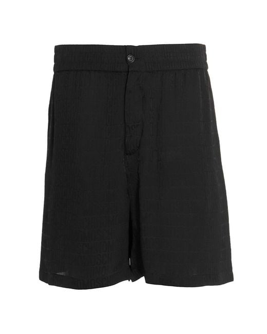 Moschino Black Monogram Bermuda Shorts for men