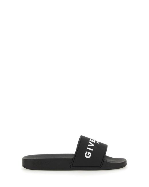 Givenchy White Sandalo Slide Con Logo