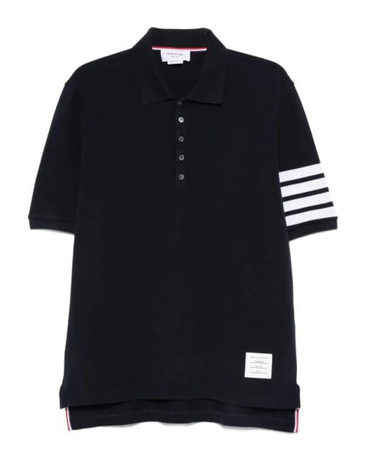 Thom Browne Black Short-Sleeved Polo Shirt for men