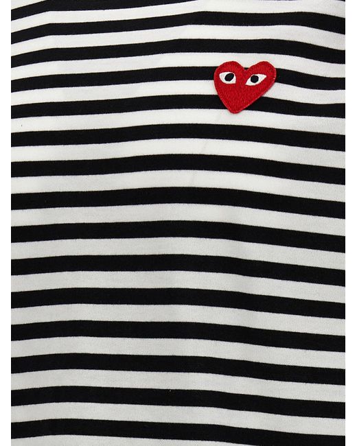 COMME DES GARÇONS PLAY Black Logo Patch Stripes T-Shirt for men