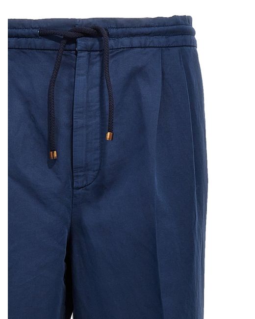 Linen Blend Trousers Pantaloni Blu di Brunello Cucinelli in Blue da Uomo