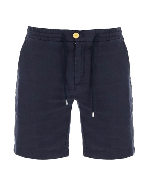 Vilebrequin Blue Linen Drawstring Shorts for men