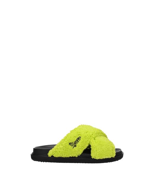 Marni Yellow Slippers And Clogs Fabric Chartreuse
