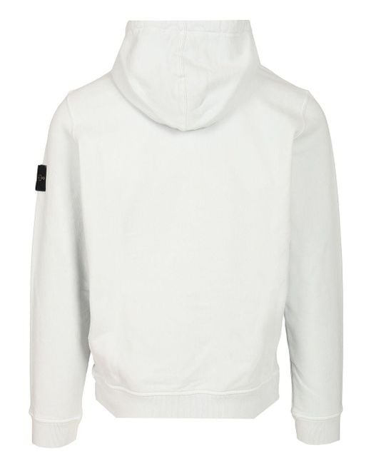 Stone Island White Organic Cotton Hoodie Sweatshirts for men
