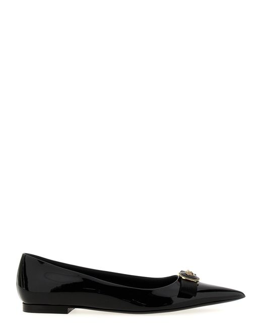 Gianni Ribbon Flat Shoes Nero di Versace in Black