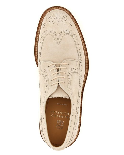 Brunello Cucinelli White Dovetail Lace-Up Shoes for men
