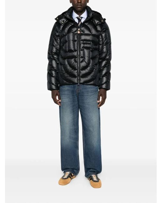 Casablanca Black Quilted Nylon Down Jacket With Monogram for men