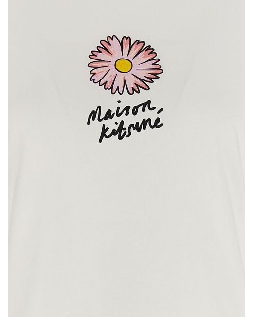 Maison Kitsuné White 'Floating Flower' T-Shirt