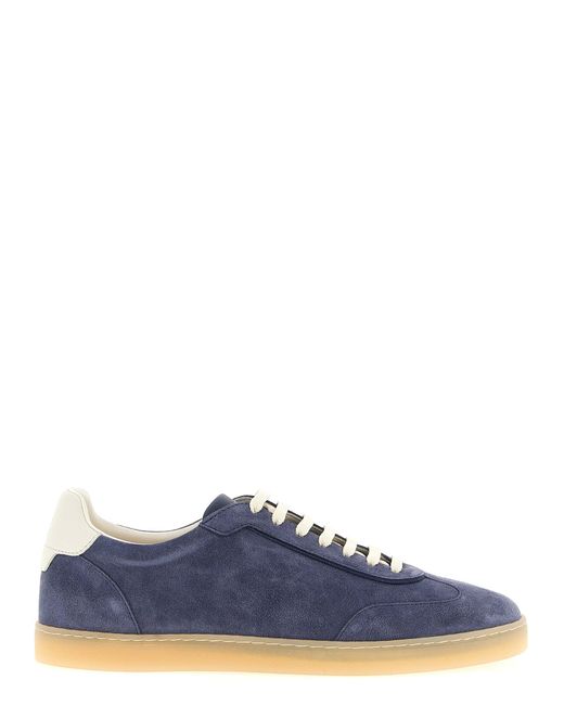Washed Suede Sneakers Blu-Uomo di Brunello Cucinelli in Blue da Uomo