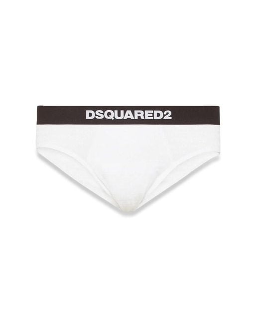 Briefs With Logo-Uomo di DSquared² in White da Uomo
