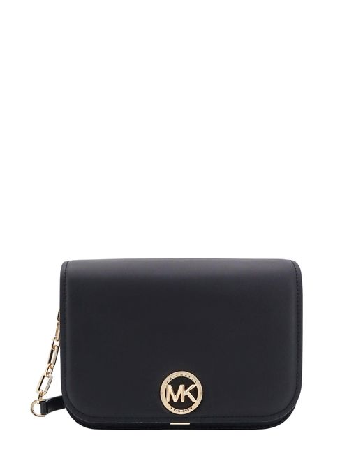 MICHAEL Michael Kors Black Delancey Leather Medium Chain Messenger Bag