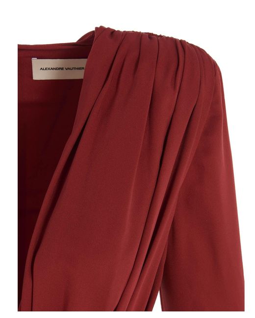 Draped Silk Dress Abiti Rosso di Alexandre Vauthier in Red