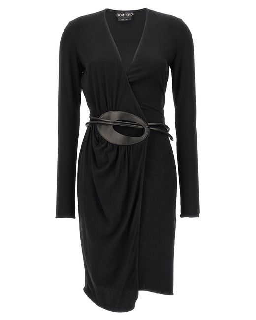 Tom Ford Leather Jersey Dress Dresses Black