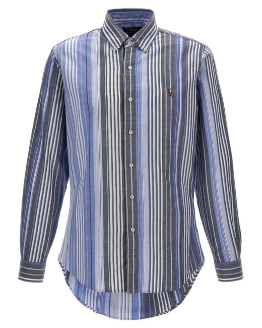 Polo Ralph Lauren Logo Embroidery Striped Shirt Shirt in Blue for Men ...