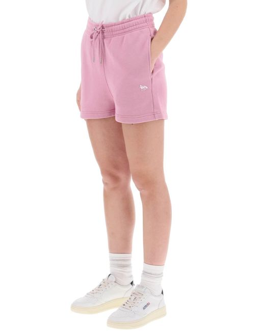 Maison Kitsuné Pink Shorts Sportivi Con Patch Baby Fox