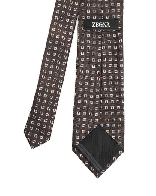 Jacquard Silk Tie Ties And Bow Ties Marrone-Uomo di Zegna in Gray da Uomo